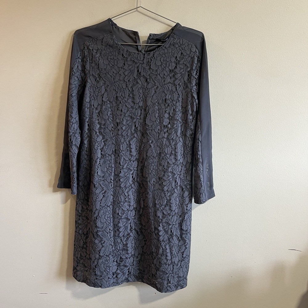 NWT Madewell Shift Dress 0 Gray Lace Long Sleeve Feminine Party Work Casual Chic